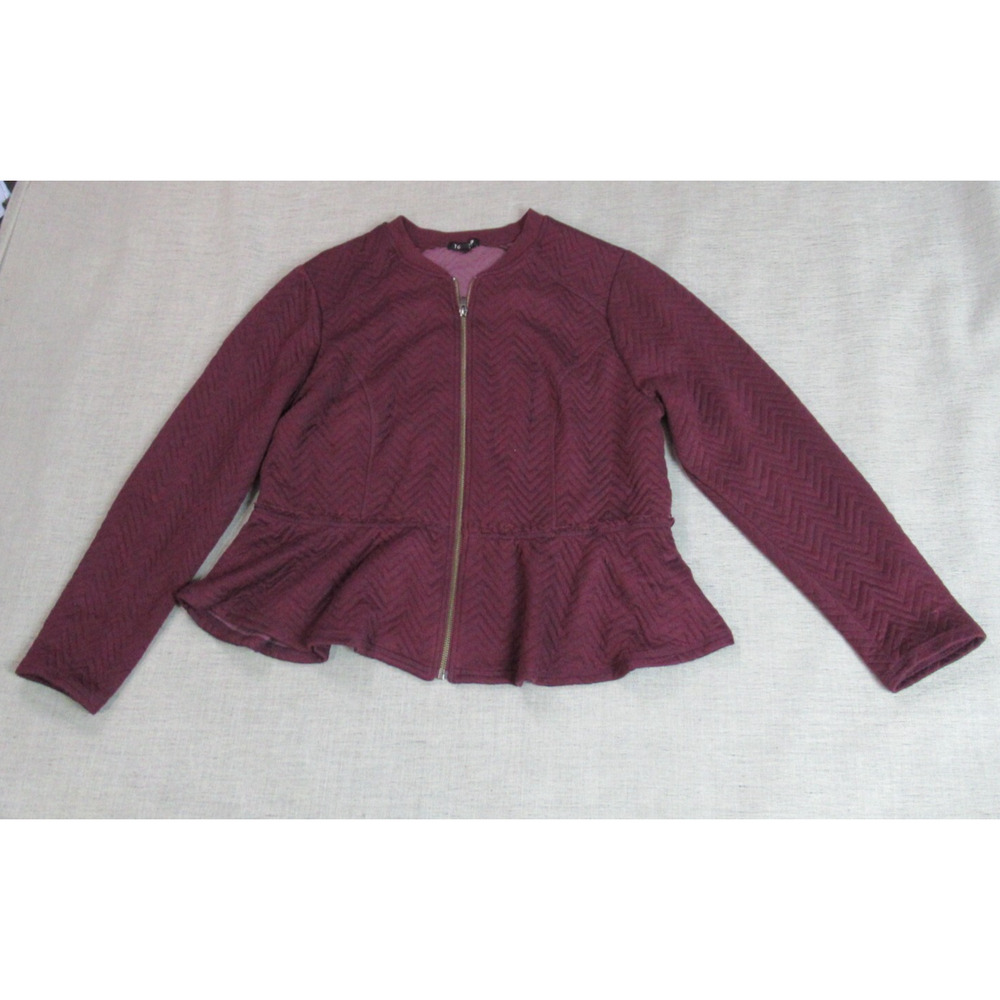 Torrid Jacket Womens Size 2X Eggplant Bronze Quilted Knit Peplum Zip Up Modern